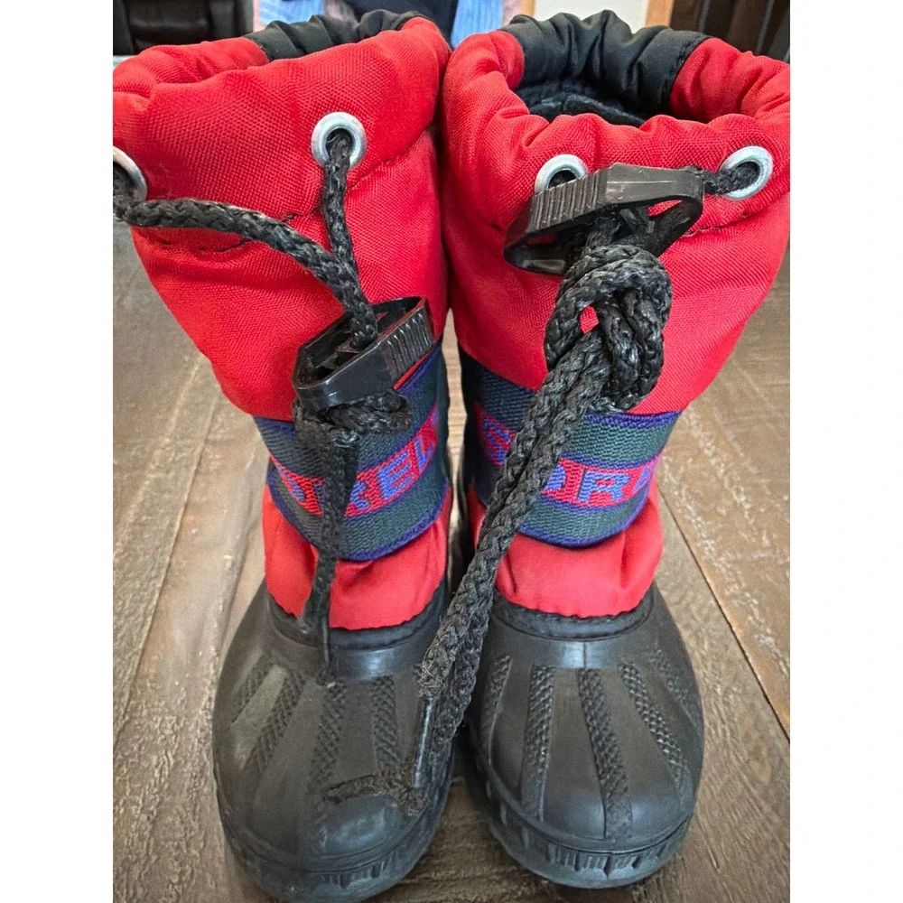 Sorel Winter Boots Toddler 7 Red Black Snow Boots Waterproof Felt Lined